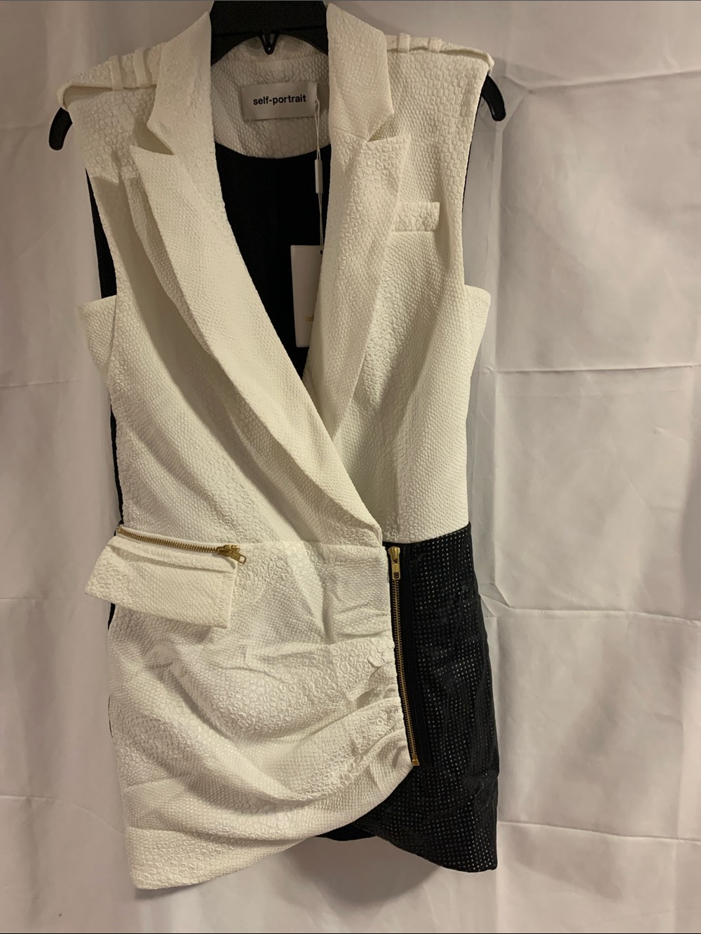 SELF PORTRAIT 2 tone asymmetric blazer mini dress size 6 new with tags